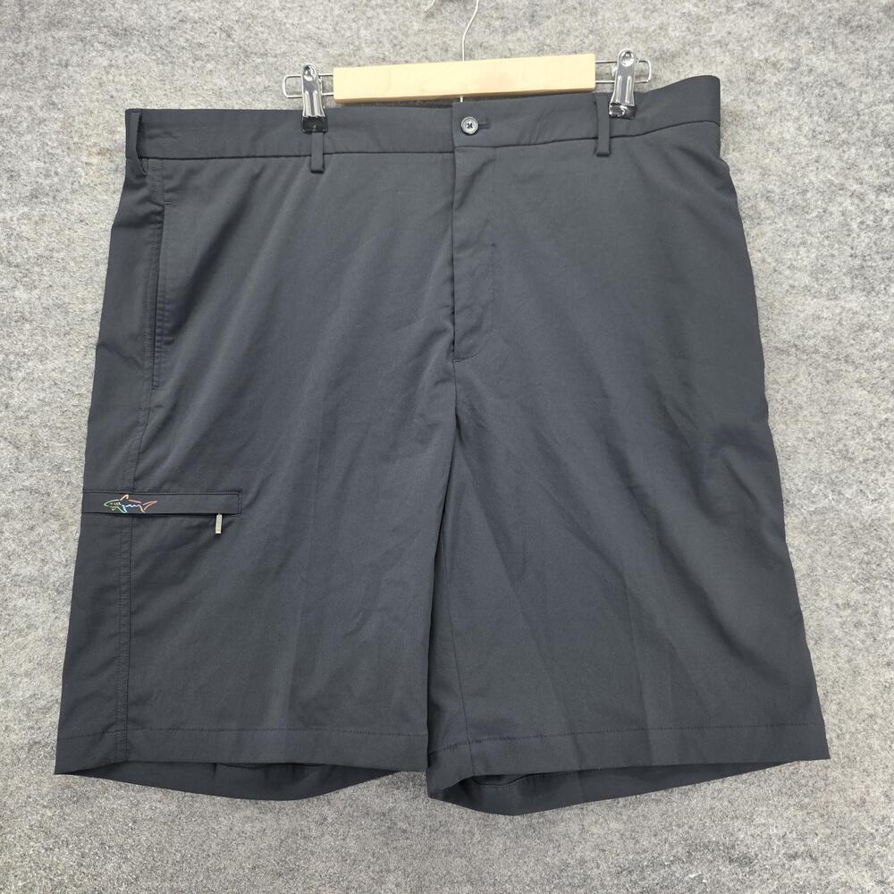 Greg Norman Cargo Shorts Mens 40 Black Microfiber Stretch Flat Front 10 Inseam